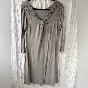 Mexx Gray Knot-Front Long Sleeve Dress